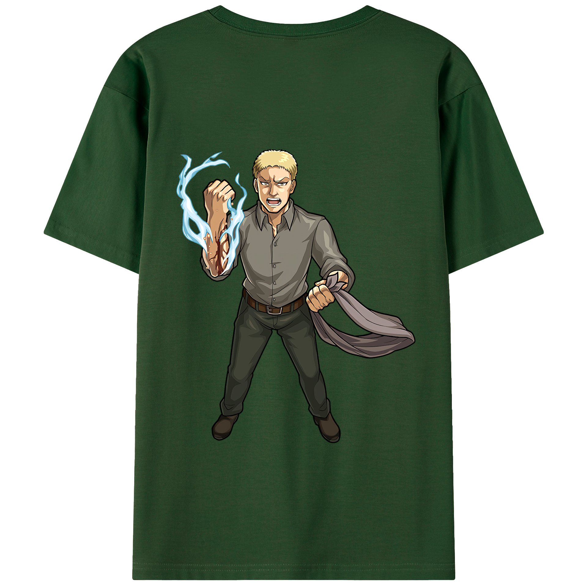 （画像用） 進撃の巨人 ライナー・ブラウン Attack on Titan Reiner Braun 綿100％半袖Tシャツ（背面プリント）
